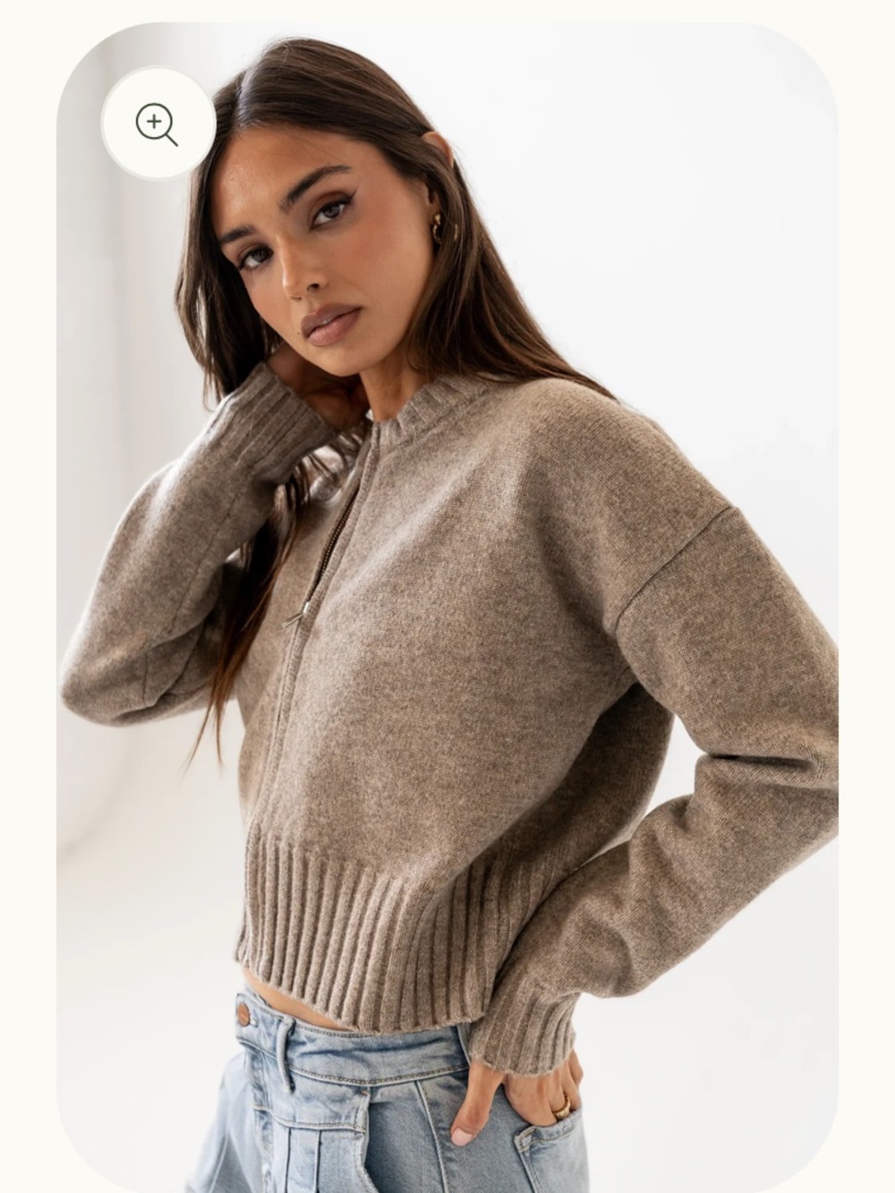 Bohme Kelly Knit Bomber Jacket in Taupe size XS